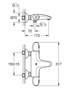 Термостатический смеситель для ванны GROHE Grohtherm 1000 34155003. Фото