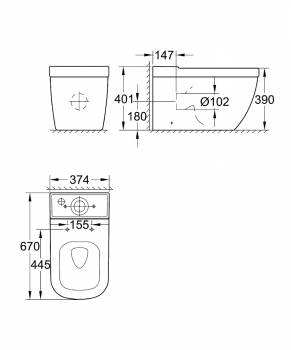 Унитаз приставной GROHE Euro Ceramic 3933800H. Фото