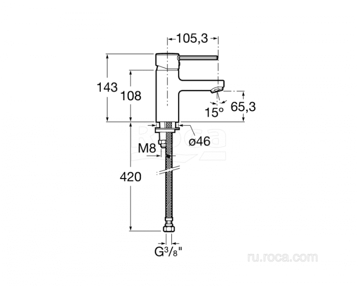 Смеситель ROCA Targa для раковины A5A3260C0M. Фото