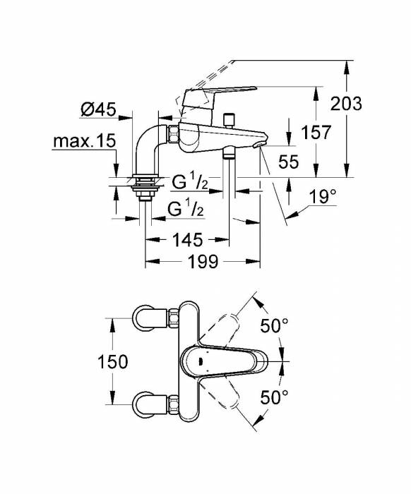 Смеситель для ванны GROHE Eurodisc Сosmopolitan 33392002. Фото