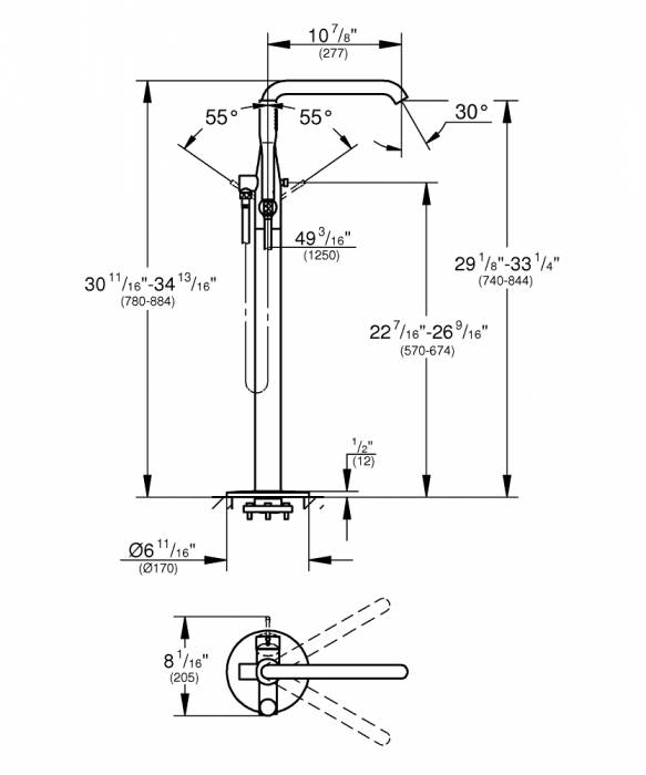 Смеситель для ванны GROHE Essence+ 23491001. Фото