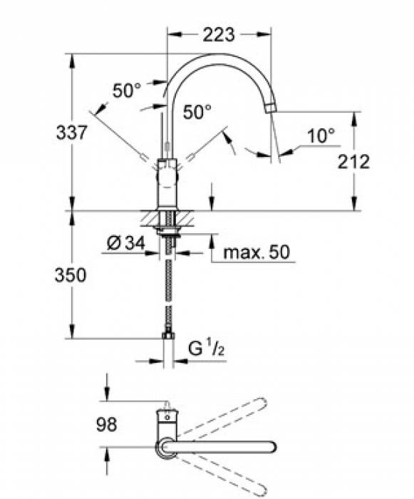 Смеситель для раковины GROHE BauClassic 31234000. Фото